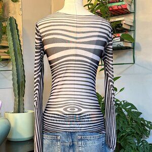 Mesh boatneck layering top